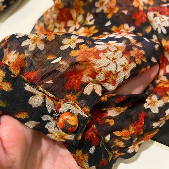 LuLus True To Love Chiffon Wrap Maxi Dress Black Floral Fairy Dark Romantic Chic - Picture 13 of 16